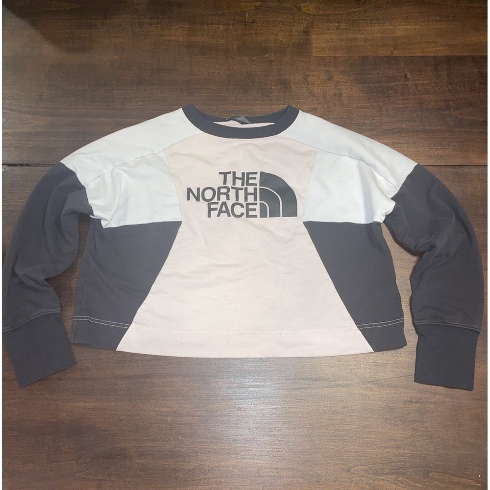 The North Face Womens Black  Cropped French Terry Colorblock Sweatshirt - XS
